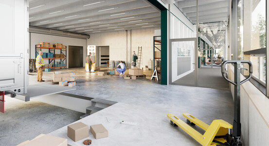 Produktions- oder Lagerräume: In Zwhatt 61 erwarten Sie nicht nur Räumlichkeiten für repräsentative Büros, sondern für alle Gewerbetreibenden – inklusive praktischer Laderampen mit direkter Verbindung zum Warenlift in alle Stockwerke.